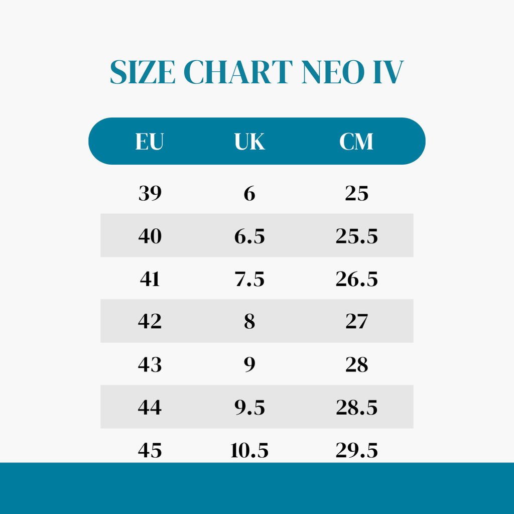 size chart kasut neo iv