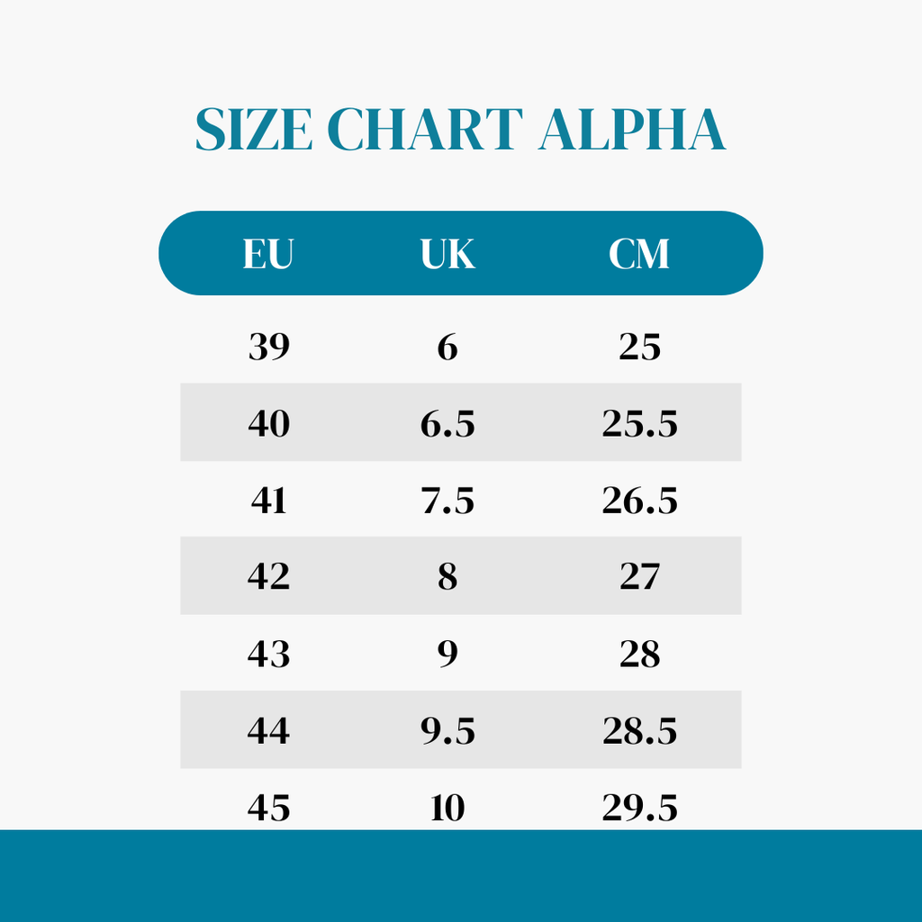 size chart kasut alpha