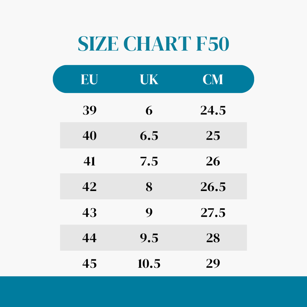 size chart kasut f50