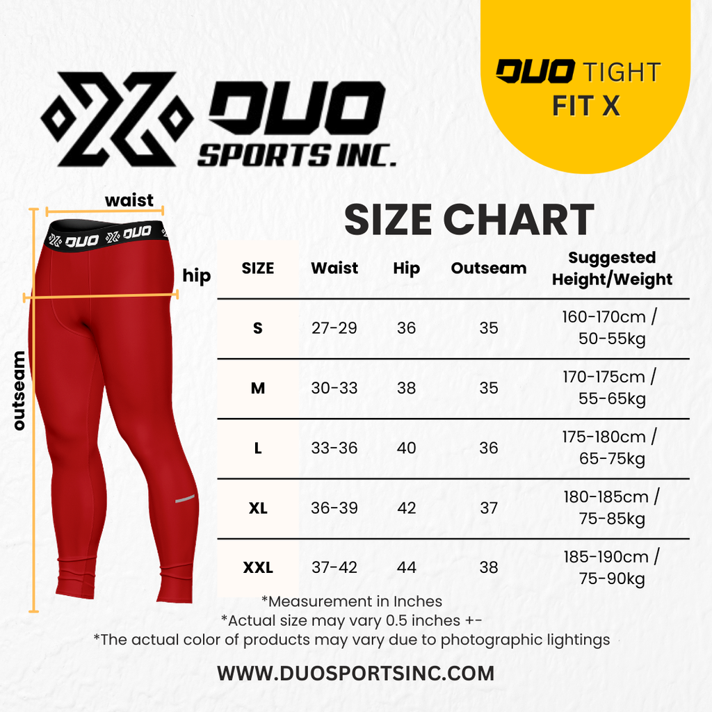 DUO size chart - pants