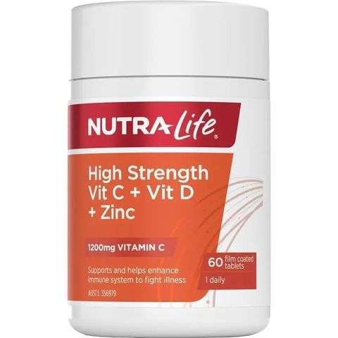 Nutra-Life High Strength Vitamin C 1200 + D + Zinc 60 Tablets