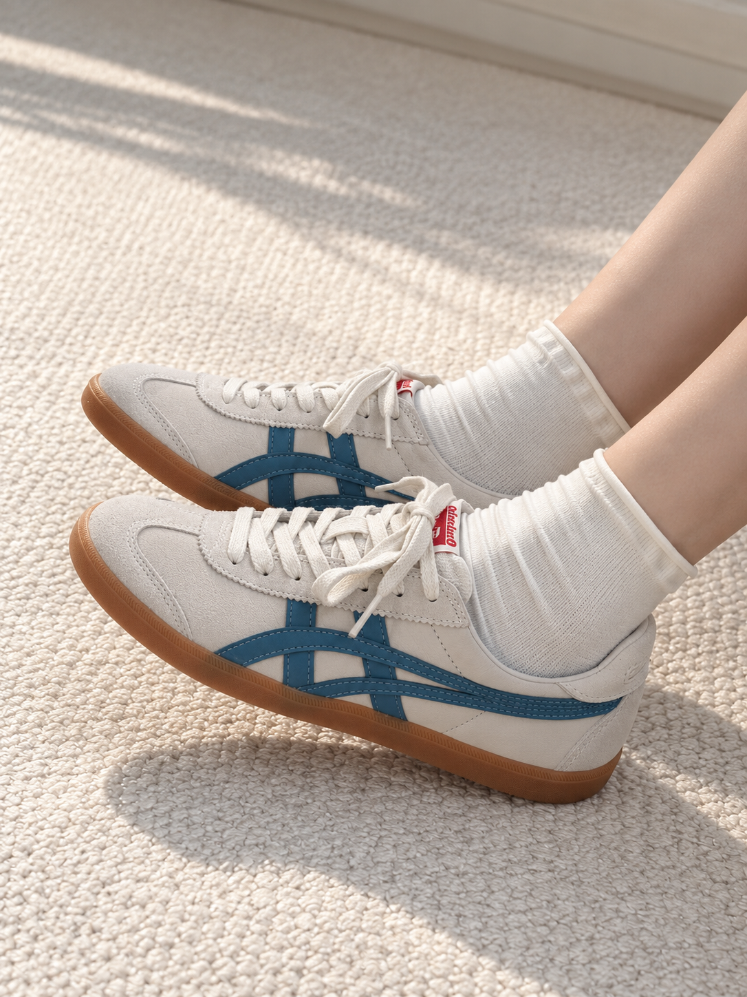 Retro Sneakers on a Sunlit Carpet