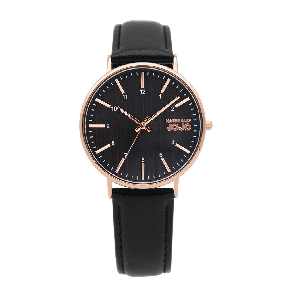 NATURALLY JOJO | JO96997-88RM | 黑色木紋 藍寶石水晶鏡面 手錶 正面