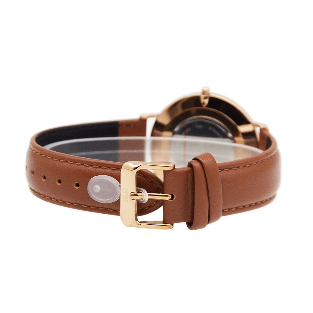 NATURALLY JOJO | JO96997-80RM | 白色木紋 藍寶石水晶鏡面 棕色皮革手錶 背面