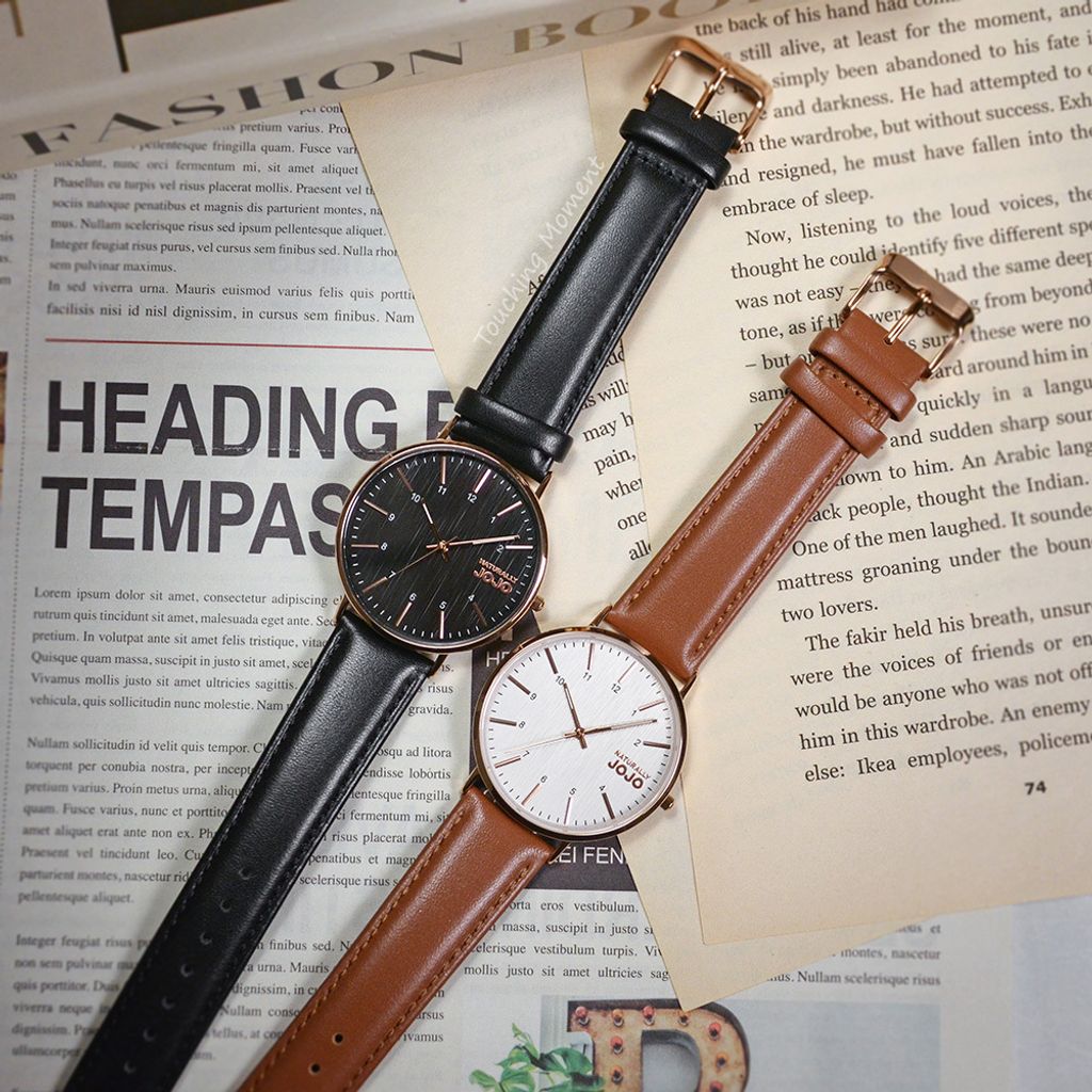 NATURALLY JOJO | JO96997-80RM | 白色木紋 藍寶石水晶鏡面 棕色皮革手錶 系列圖