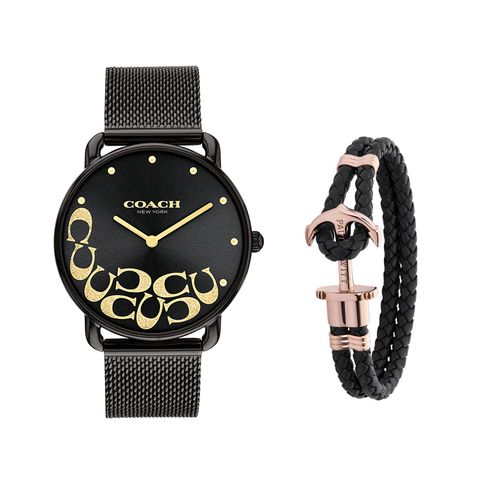 38女神節超值禮盒 | COACH手錶 14503826 + PH手環  PH-L-R | C字logo設計面盤米蘭帶腕錶 手錶+手環