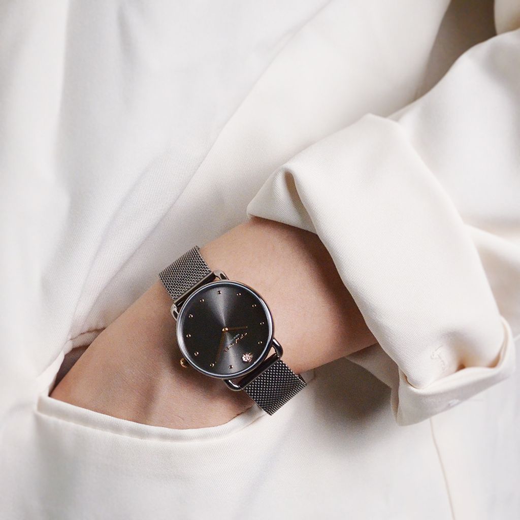 38女神節超值禮盒 | COACH手錶 14504210 + PH手環  PH-L-R | 鐵灰色山茶花米蘭錶帶腕錶 實戴展示