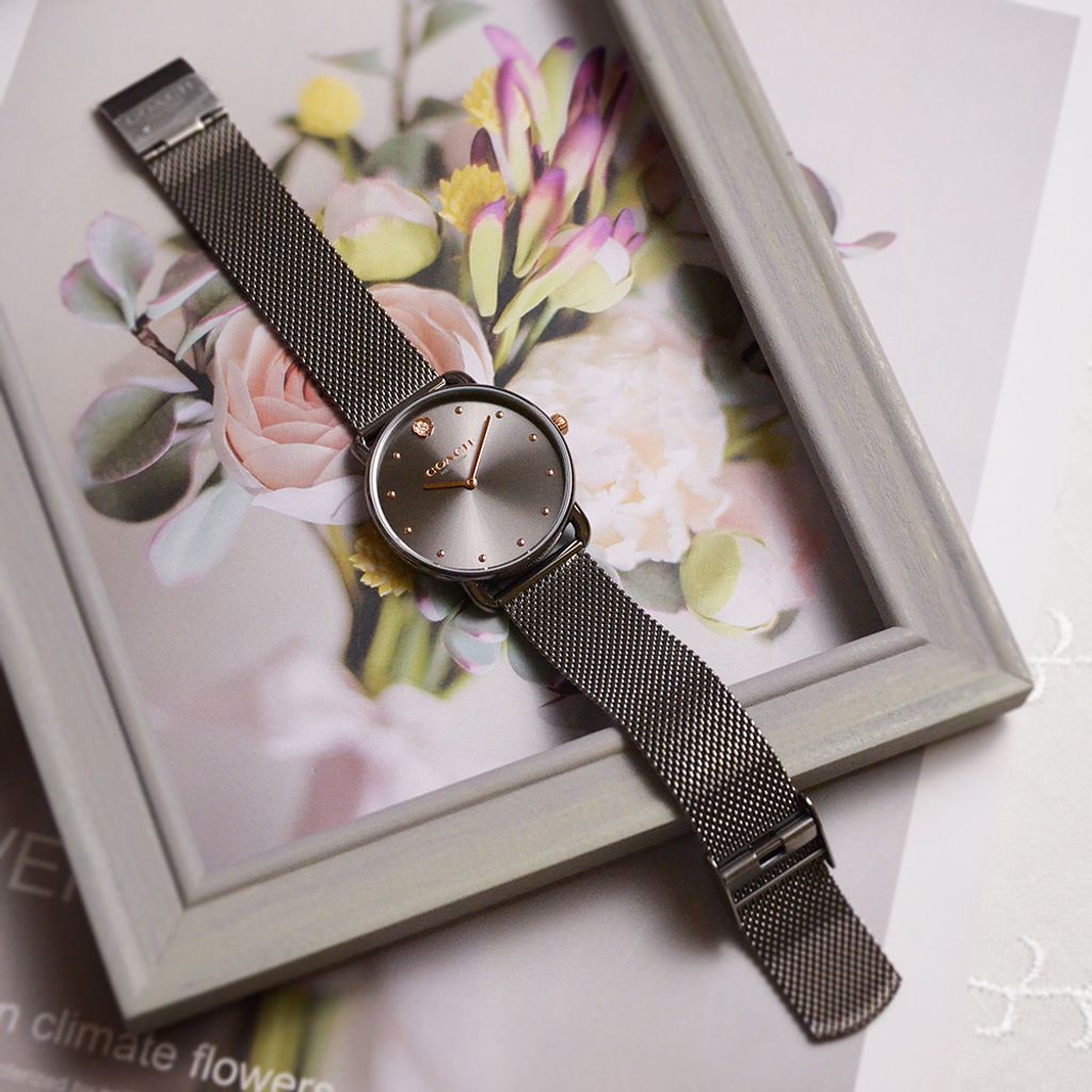 38女神節超值禮盒 | COACH手錶 14504210 + PH手環  PH-L-R | 鐵灰色山茶花米蘭錶帶腕錶 平攤展示