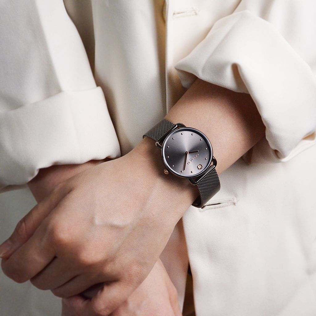 38女神節超值禮盒 | COACH手錶 14504210 + PH手環  PH-L-R | 鐵灰色山茶花米蘭錶帶腕錶 實帶細節