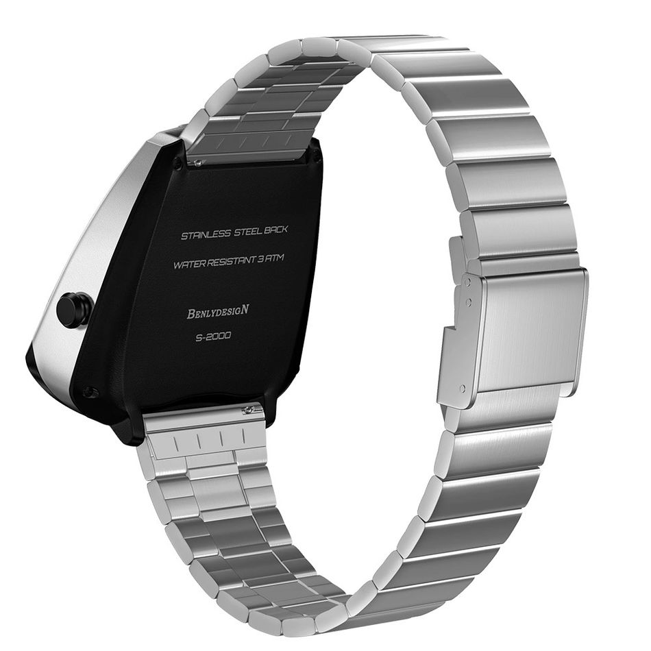 Benlydesign | Viperis S2000-S | 銀色款 不鏽鋼錶帶 多功能 OLED電子錶 背面