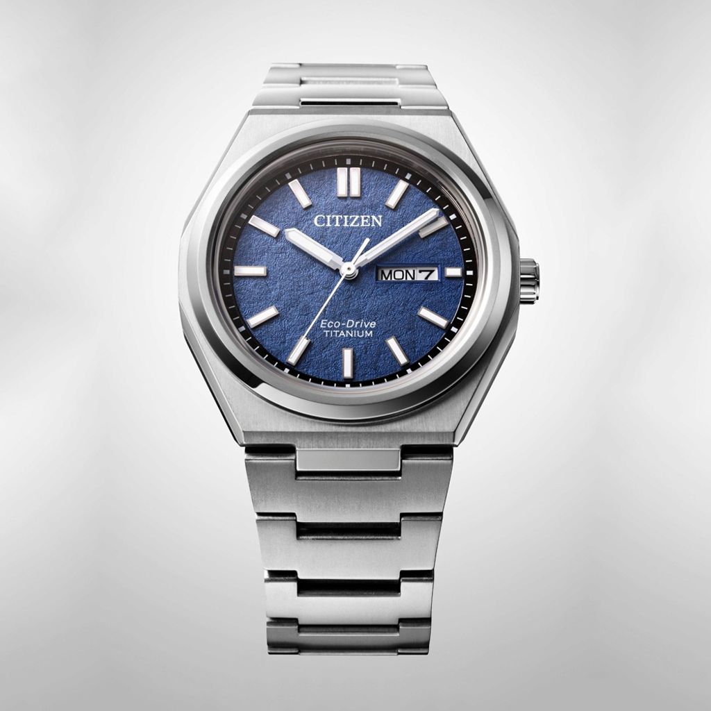 CITIZEN星辰 | GENT'S系列 AW0130-85L | 台灣限量 Zenshin 鈦金屬 光動能手錶 正面俯視
