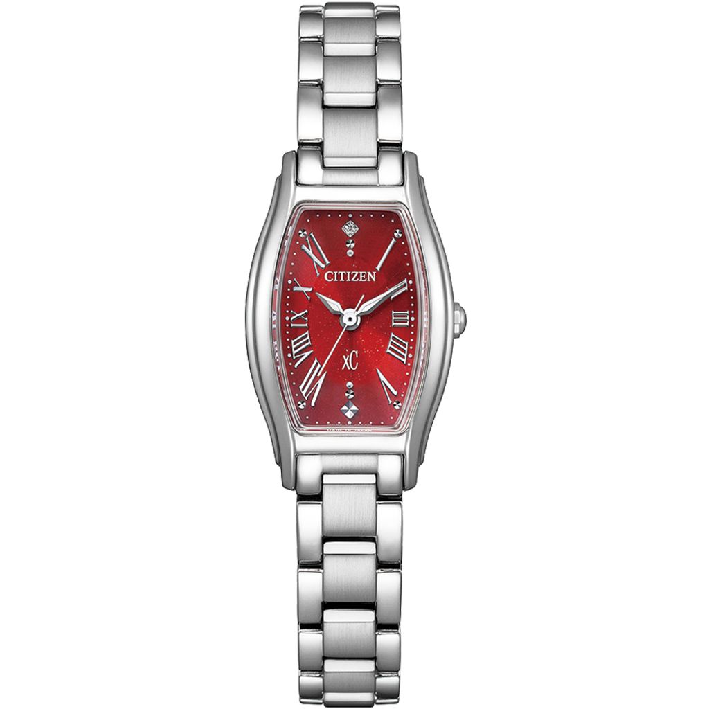CITIZEN星辰 | xC系列 EW5541-50W | 限量款 光動能 精鑽 酒紅色酒桶型優雅女錶 正面