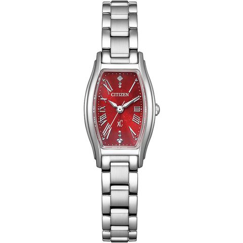 CITIZEN星辰 | xC系列 EW5541-50W | 限量款 光動能 精鑽 酒紅色酒桶型優雅女錶 正面