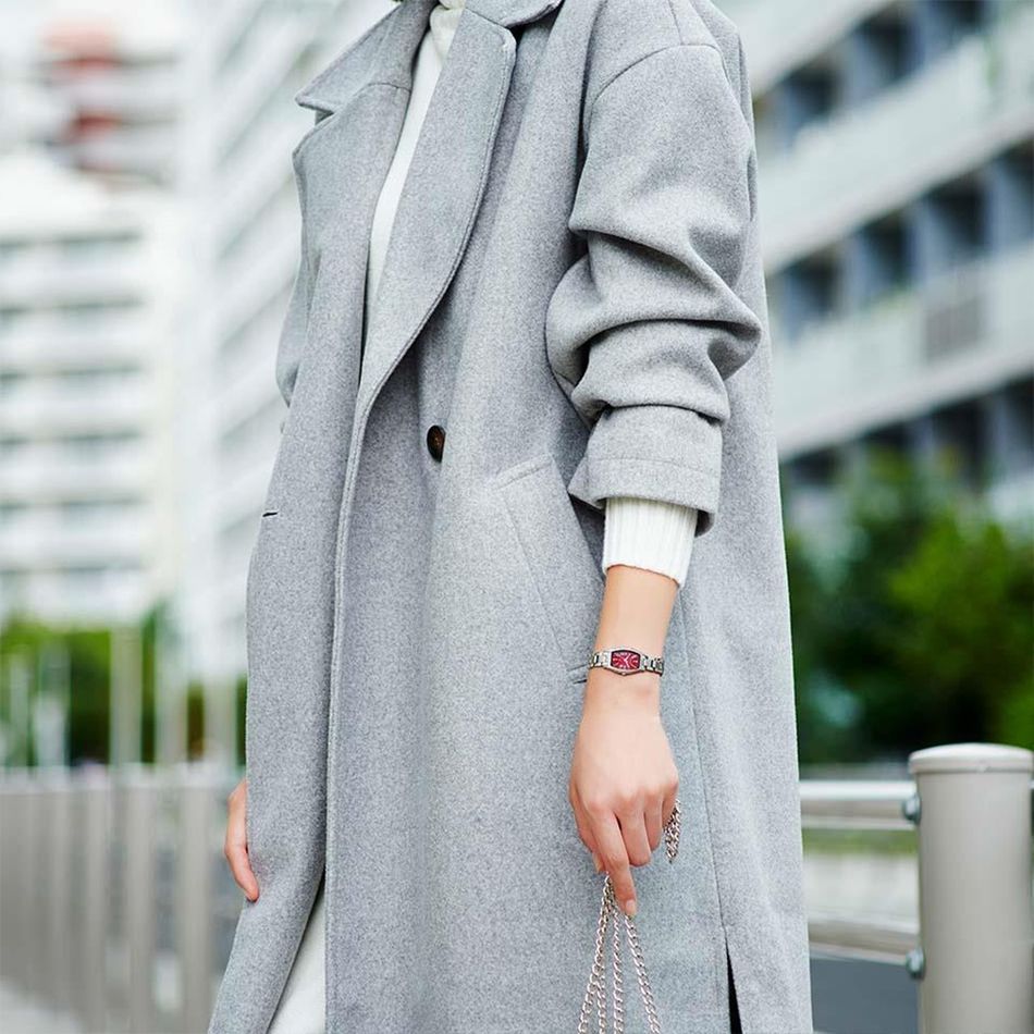 CITIZEN星辰 | xC系列 EW5541-50W | 限量款 光動能 精鑽 酒紅色酒桶型優雅女錶 實戴展示