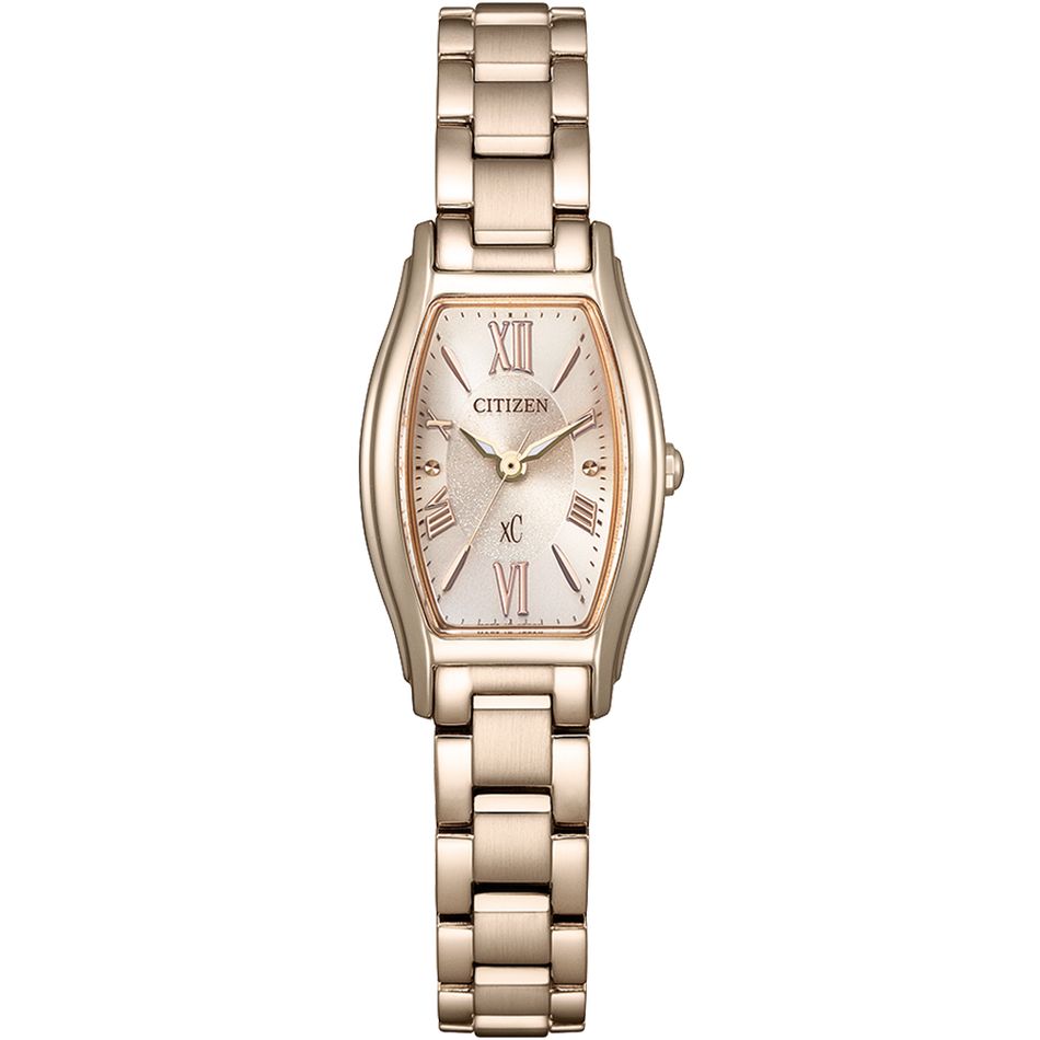 CITIZEN星辰 | xC系列 EW5546-56X | 限量款 光動能 精鑽 香檳金酒桶型優雅女錶 正面