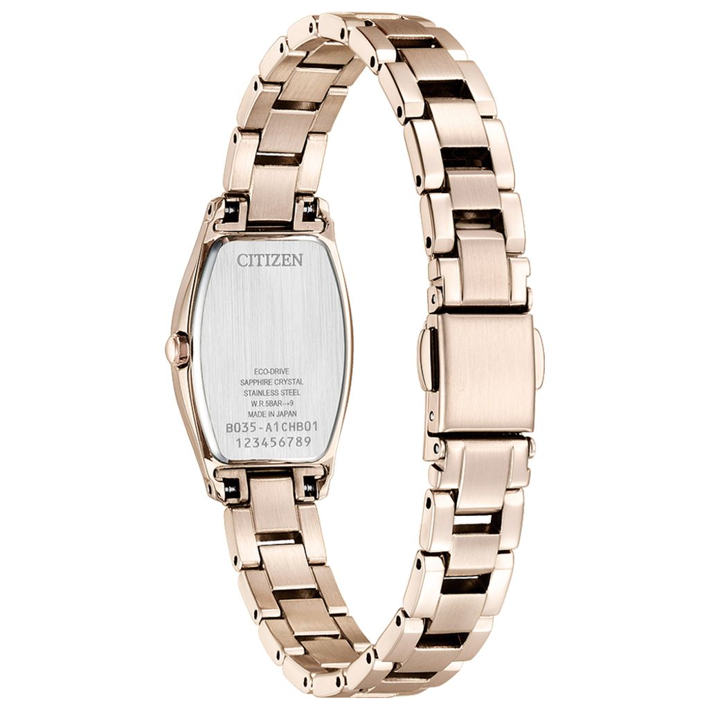 CITIZEN星辰 | xC系列 EW5546-56X | 限量款 光動能 精鑽 香檳金酒桶型優雅女錶 背面