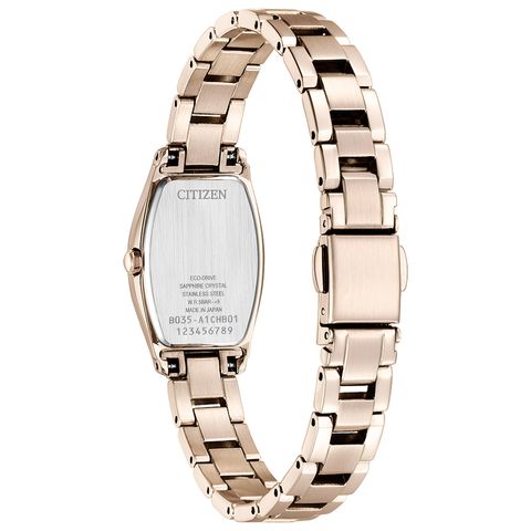 CITIZEN星辰 | xC系列 EW5546-56X | 限量款 光動能 精鑽 香檳金酒桶型優雅女錶 背面