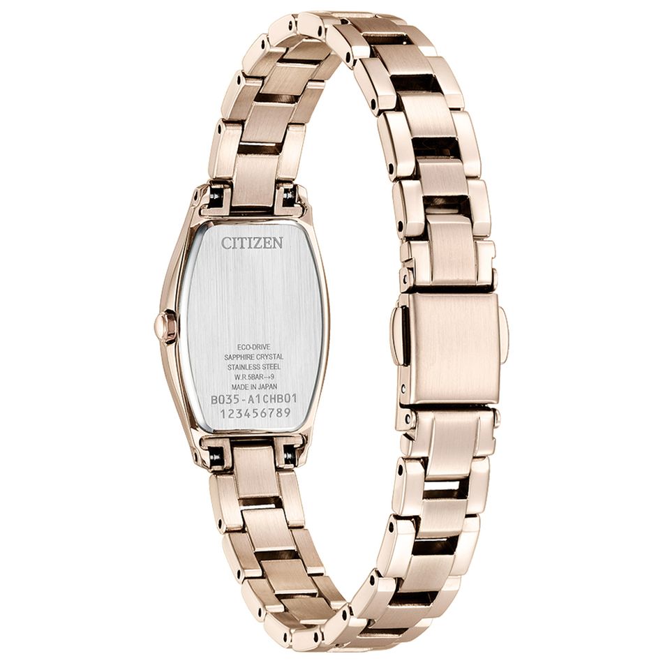 CITIZEN星辰 | xC系列 EW5546-56X | 限量款 光動能 精鑽 香檳金酒桶型優雅女錶 背面