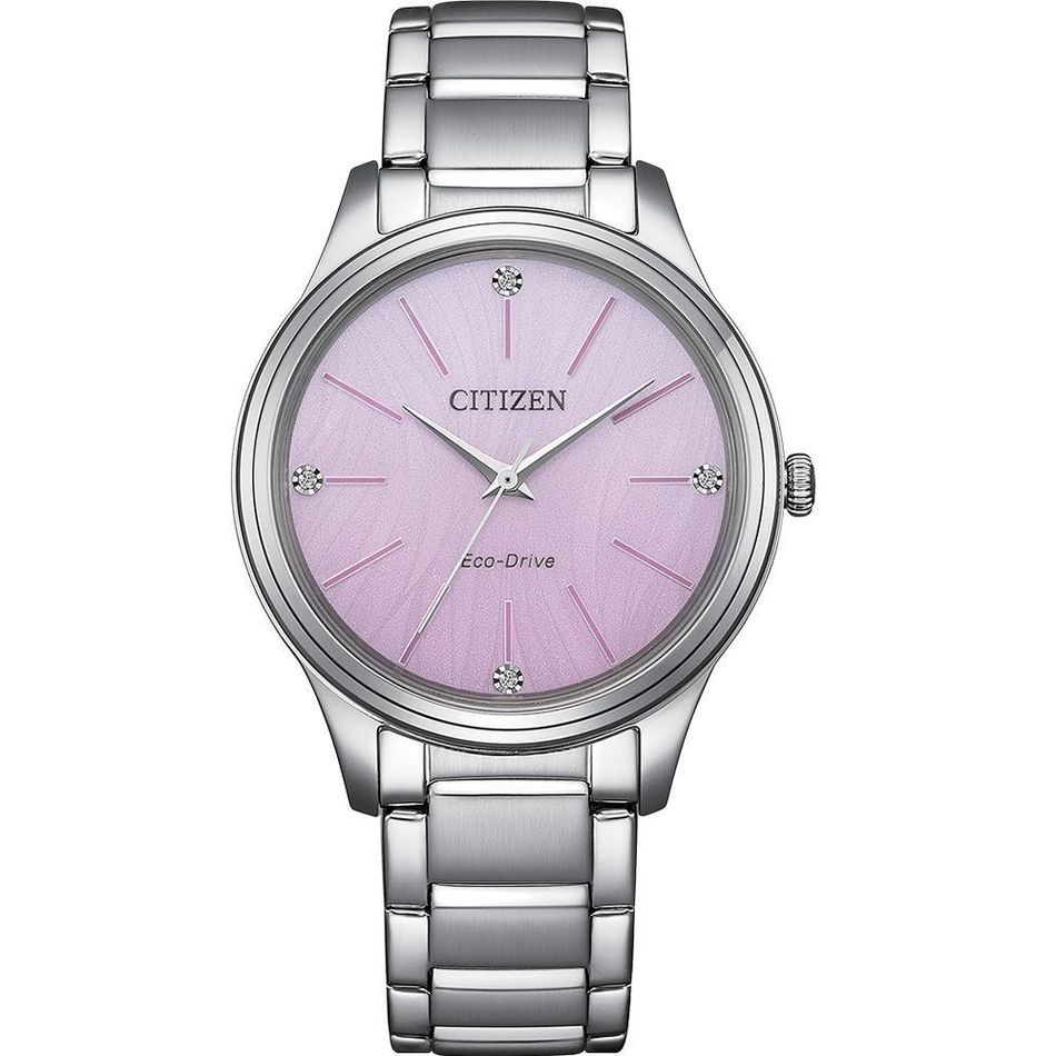 CITIZEN星辰 | LADY'S系列 EM1220-58X  |  光動能 紫羅蘭錶面 晶鑽典雅女錶 正面