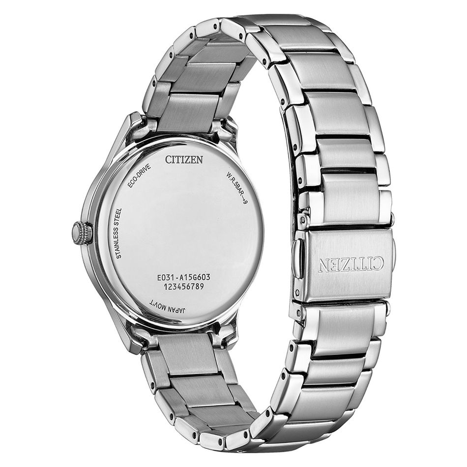 CITIZEN星辰 | LADY'S系列 EM1220-58X  |  光動能 紫羅蘭錶面 晶鑽典雅女錶 背面