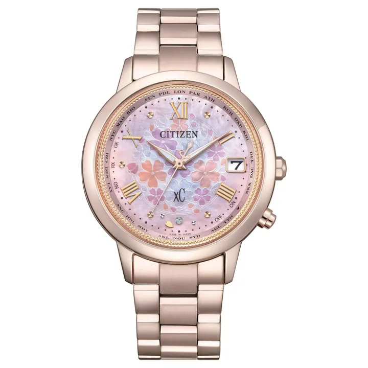 CITIZEN星辰 | xC系列 CB1135-52N | 30週年台灣限定 田馥甄廣告配戴款 鈦金屬 氣質花卉 光動能腕錶 正面
