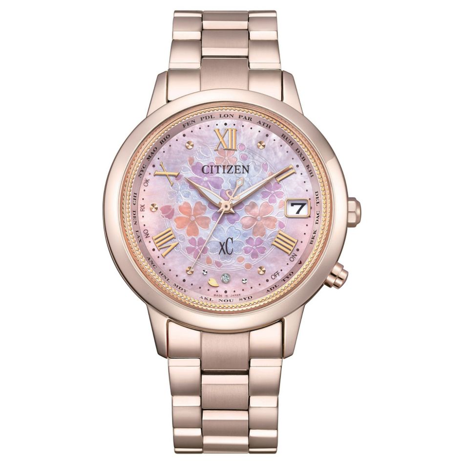 CITIZEN星辰 | xC系列 CB1135-52N | 30週年台灣限定 田馥甄廣告配戴款 鈦金屬 氣質花卉 光動能腕錶 正面