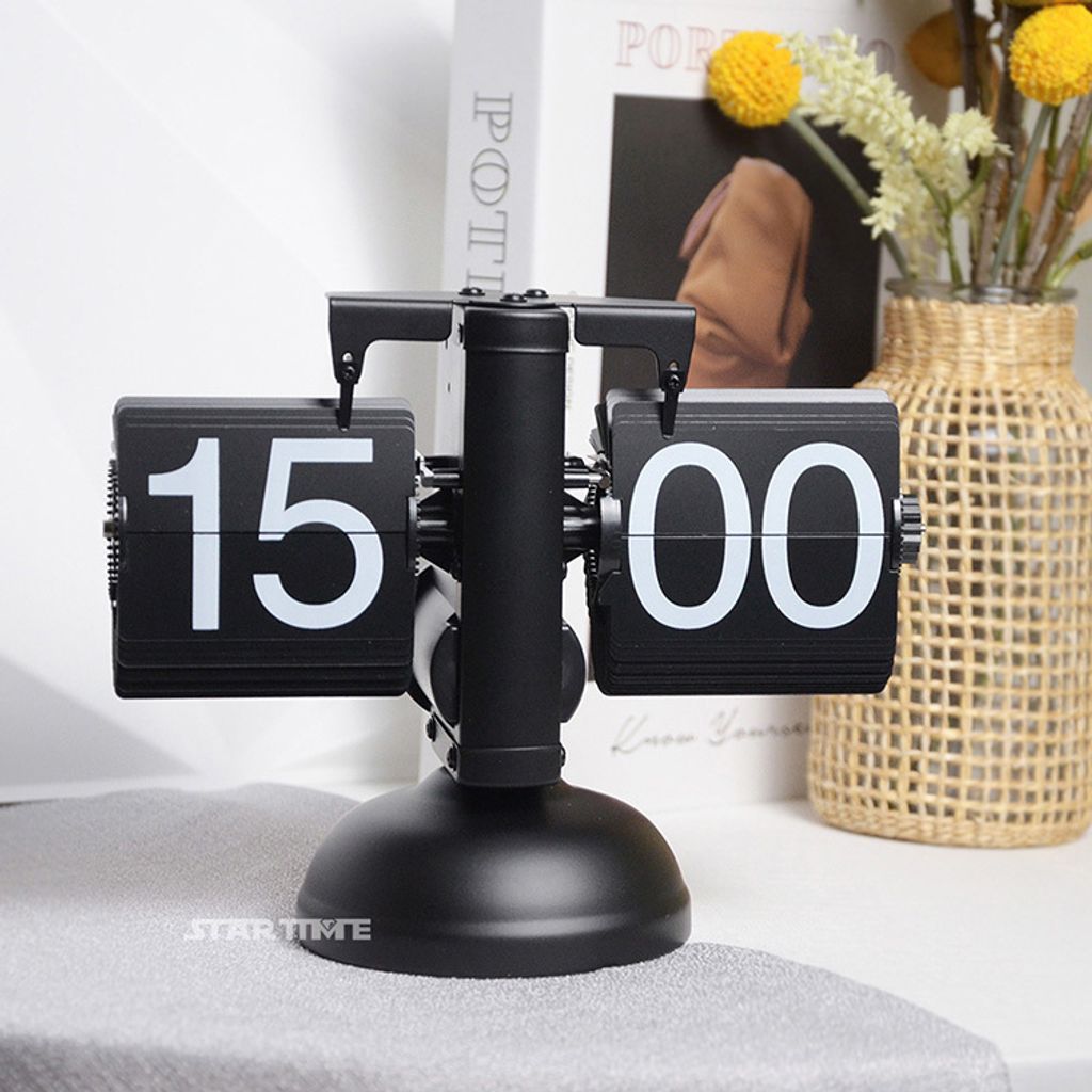 翻頁鐘 | PTC-S24-BB | 24小時制 黑色單腳翻頁鐘 正面