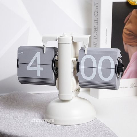 翻頁鐘 | PTC-S12-WGRA | 12小時制 白灰色單腳翻頁鐘 側面