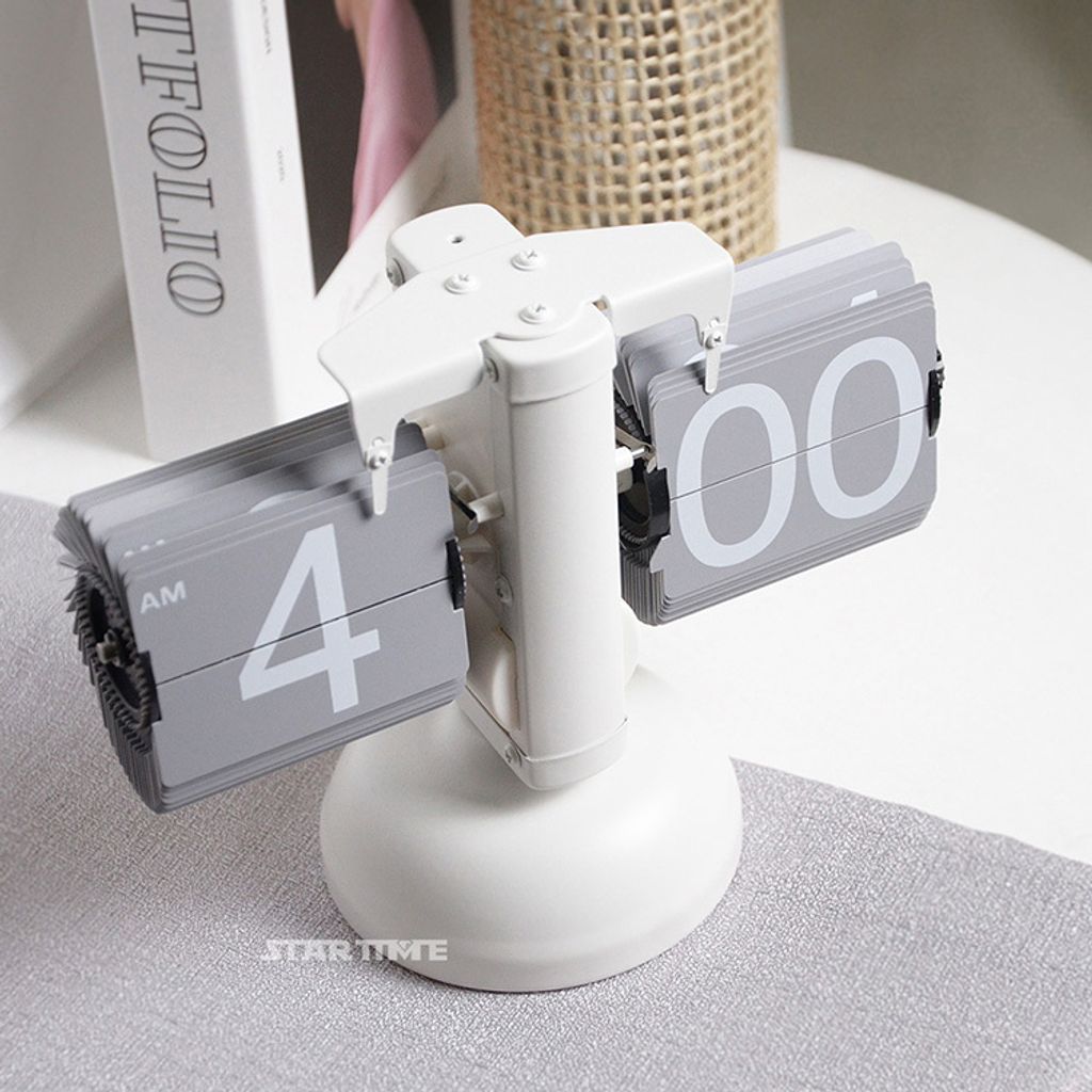 翻頁鐘 | PTC-S12-WGRA | 12小時制 白灰色單腳翻頁鐘 俯視