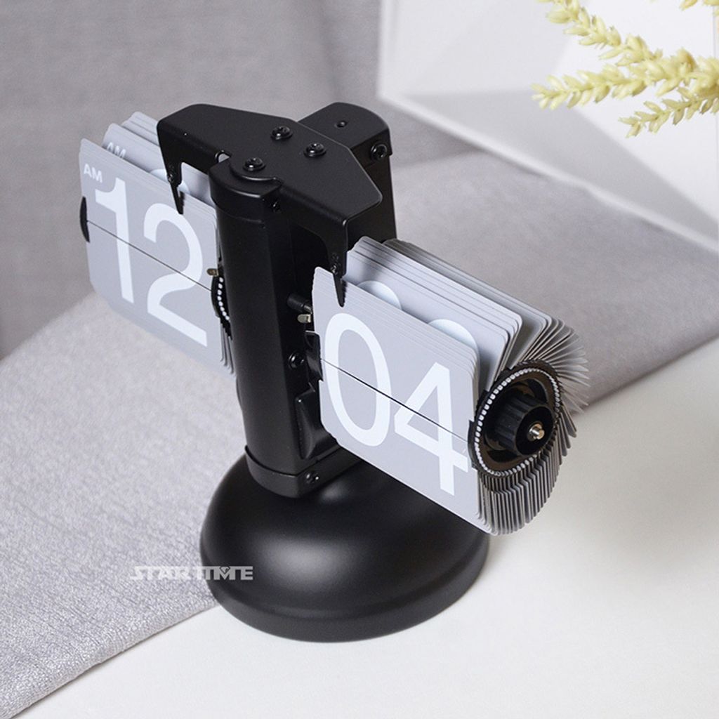 翻頁鐘 | PTC-S12-BGRA | 12小時制 黑灰色單腳翻頁鐘 俯視