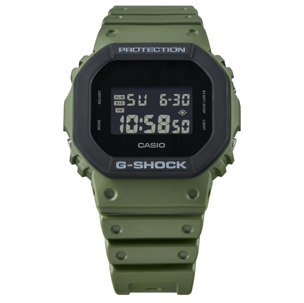 CASIO G-SHOCK | 5600 系列 DW-5610UU-3 | 軍綠色 經典街頭風潮流手錶 正面細節