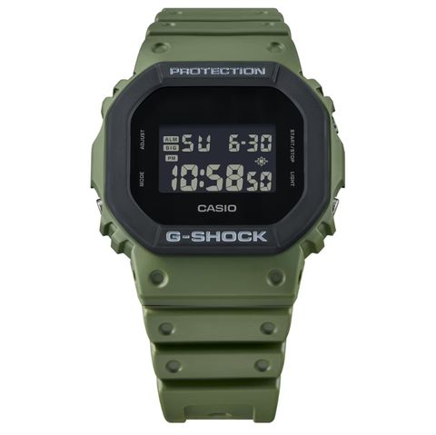 CASIO G-SHOCK | 5600 系列 DW-5610UU-3 | 軍綠色 經典街頭風潮流手錶 正面細節