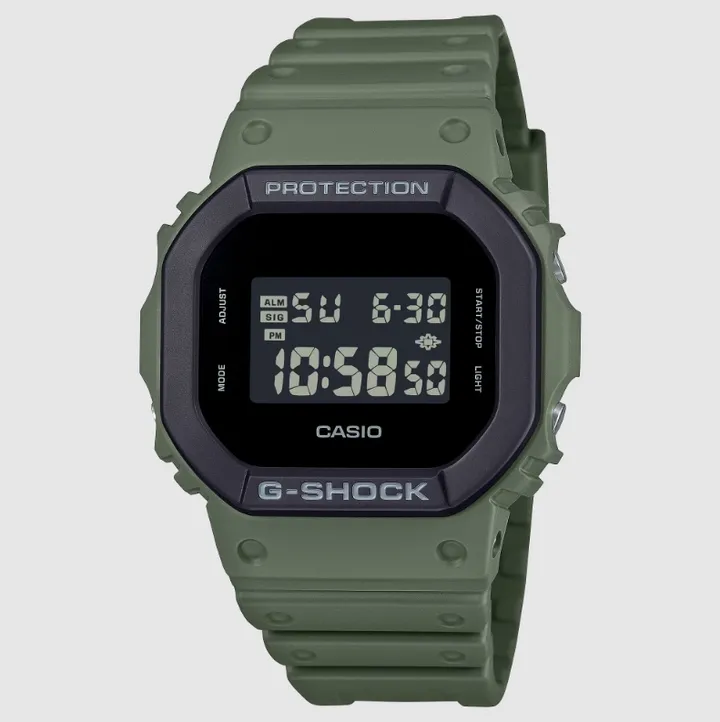 CASIO G-SHOCK | 5600 系列 DW-5610UU-3 | 軍綠色 經典街頭風潮流手錶 正面
