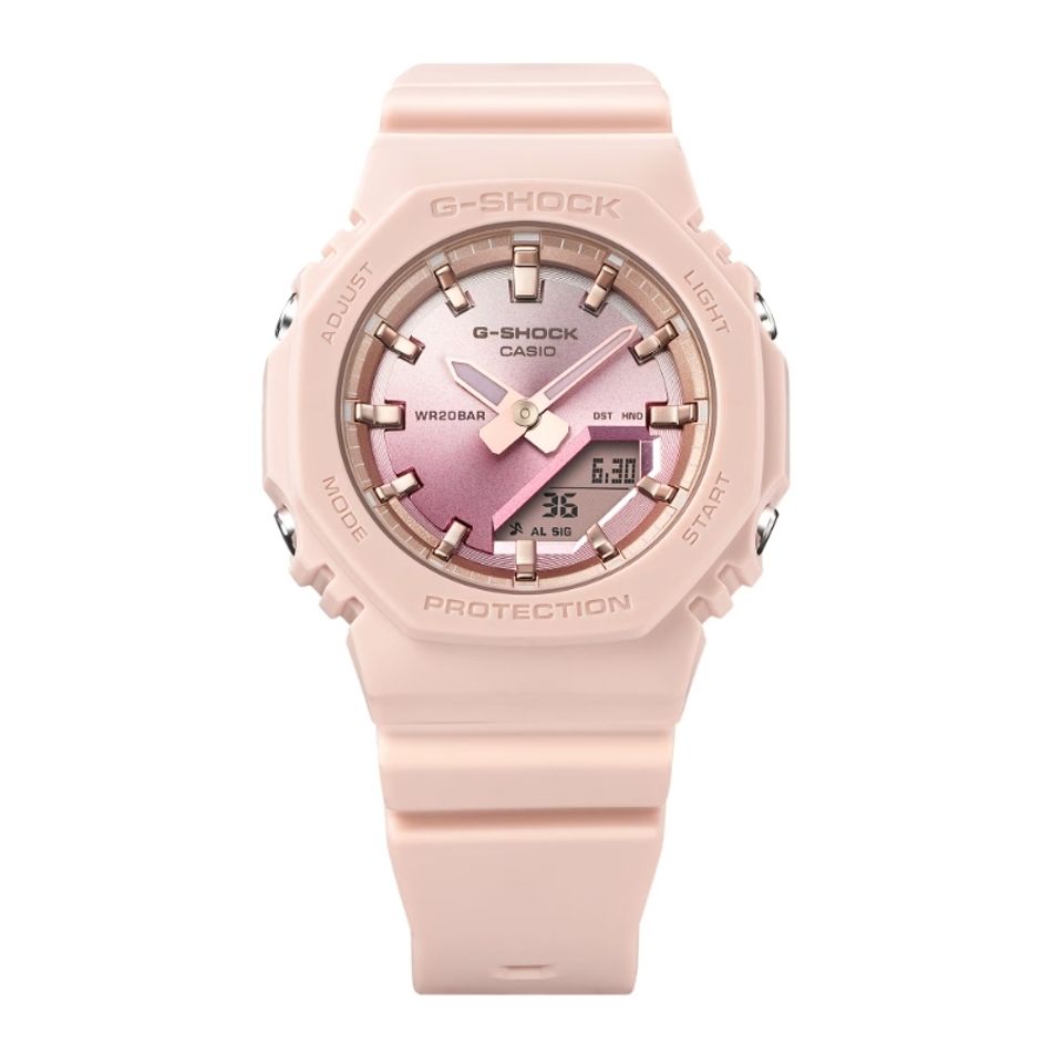 CASIO G-SHOCK | GMA-P2100SG-4A | 日落 粉紅漸層 質感電子女錶 電子錶 正面細節