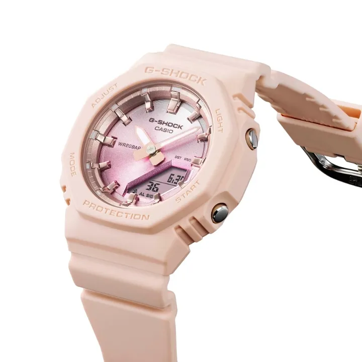CASIO G-SHOCK | GMA-P2100SG-4A | 日落 粉紅漸層 質感電子女錶 電子錶 錶面細節