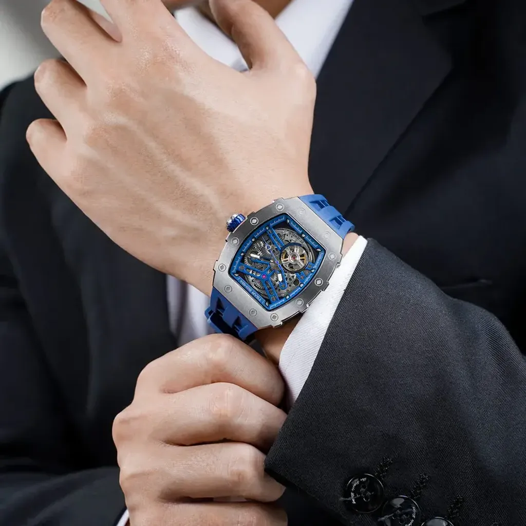 【贈太空人上鍊盒】Tsar Bomba 機械公爵 | 元素系列 TB8208A-02/11/41 | 自動上鍊 銀框 藍色矽膠錶帶 機械錶 實戴展示