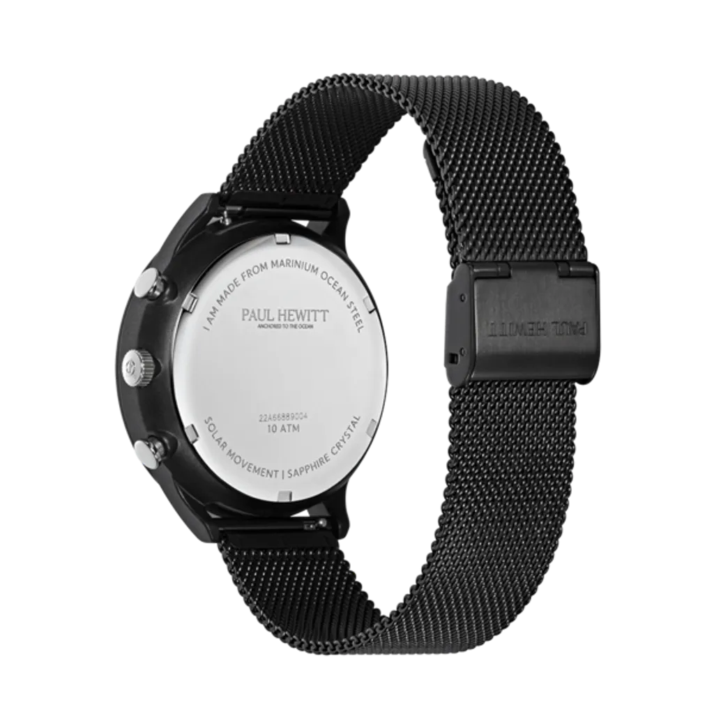 Paul Hewitt | PH-SET-0384-L | 黑鋼三眼光動能計時碼錶米蘭帶 & 船錨海洋鋼皮革手環 背面