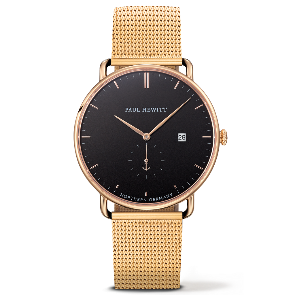 Paul Hewitt | PH-TGA-G-B-4S | Atlantic Line 德國設計師品牌 船錨秒針 米蘭帶腕錶  正面