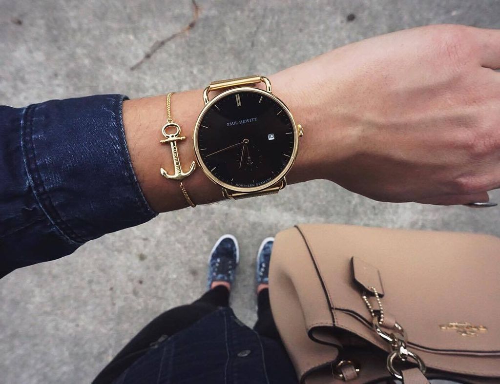 Paul Hewitt | PH-TGA-G-B-4S | Atlantic Line 德國設計師品牌 船錨秒針 米蘭帶腕錶  實戴展示上手