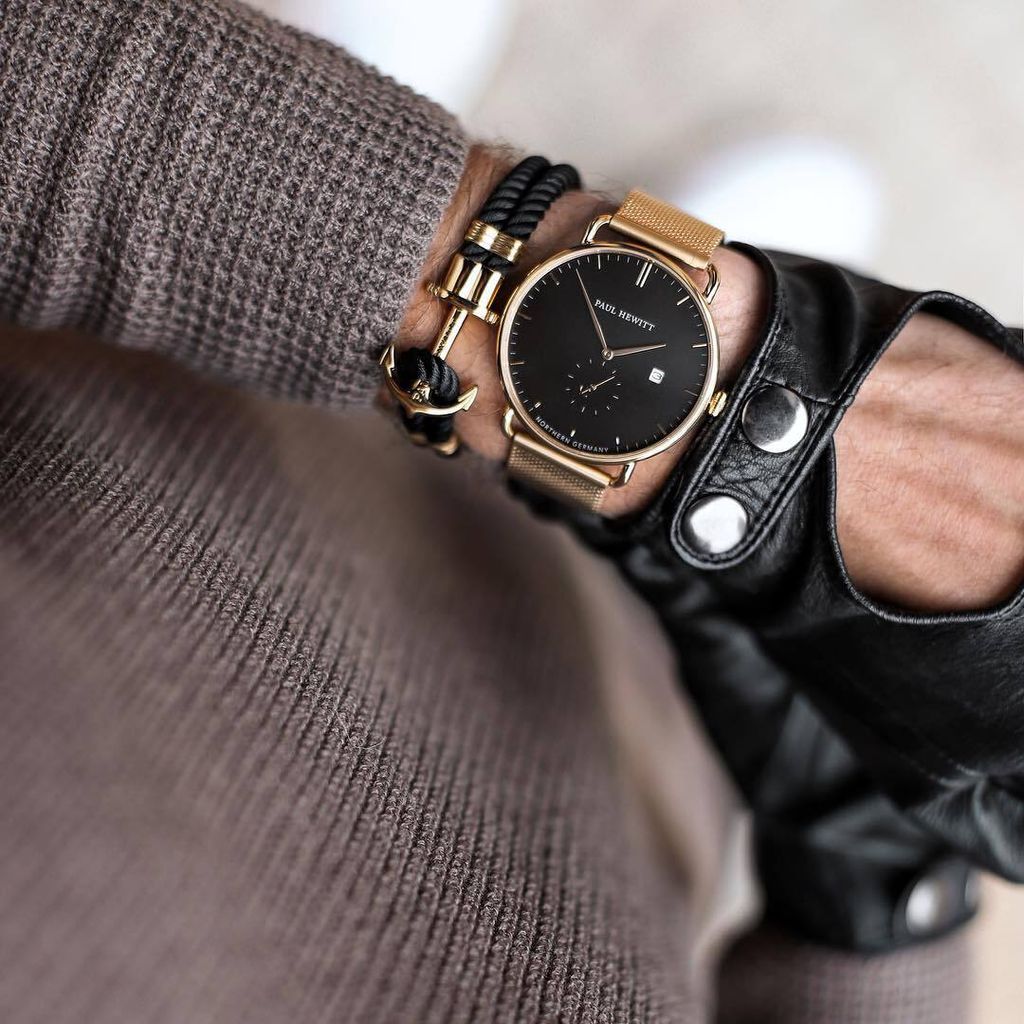 Paul Hewitt | PH-TGA-G-B-4S | Atlantic Line 德國設計師品牌 船錨秒針 米蘭帶腕錶  手腕實戴展示