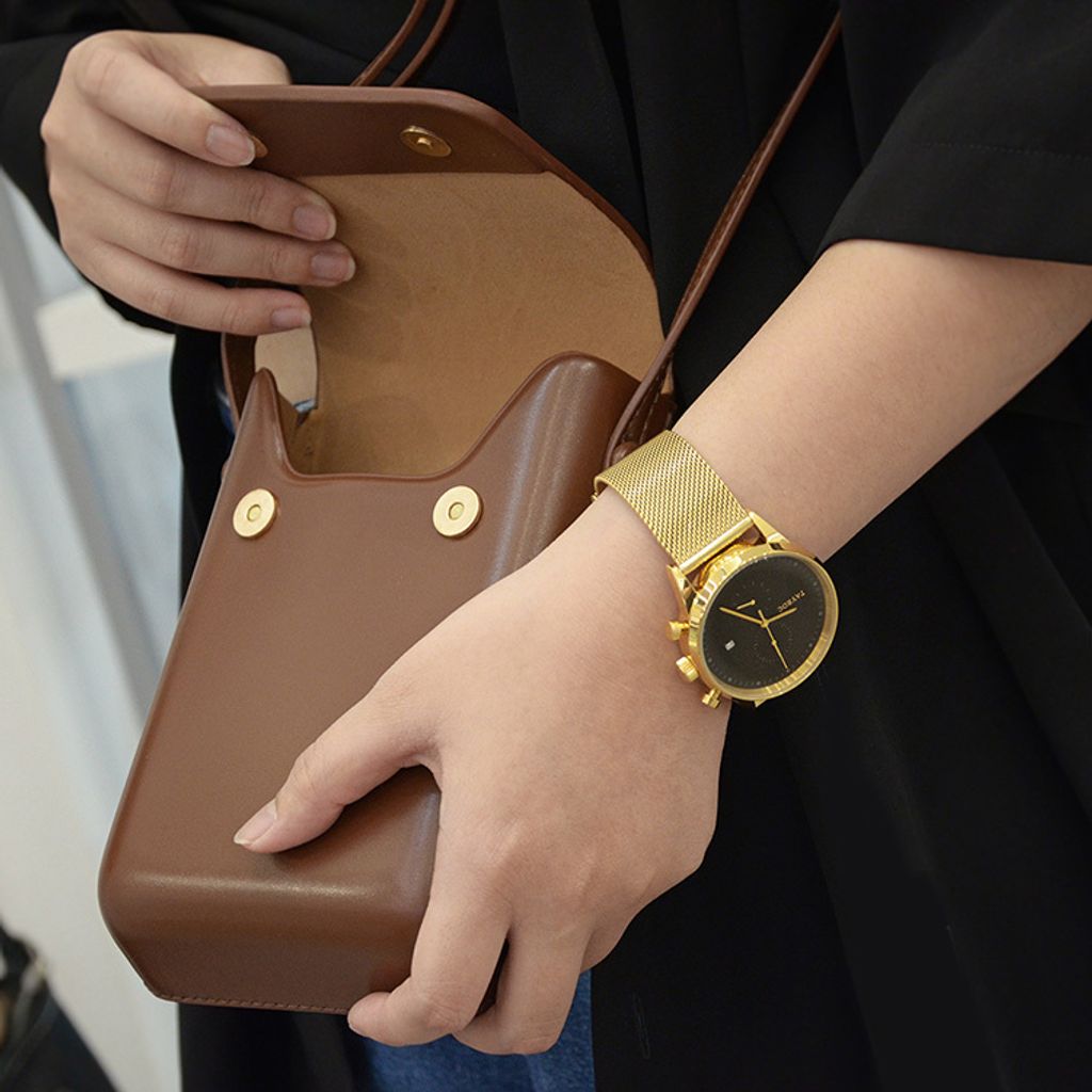 【贈質感包包】TAYROC | Boundless系列 TXM090 | 英國設計師品牌手錶 黑面金色錶身 米蘭帶 包包實戴參考