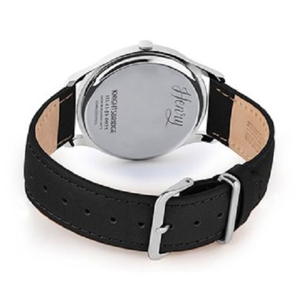 【贈質感包包】HENRY LONDON | HL41-JS-0035 | 午夜藍面黑色真皮革錶 背面