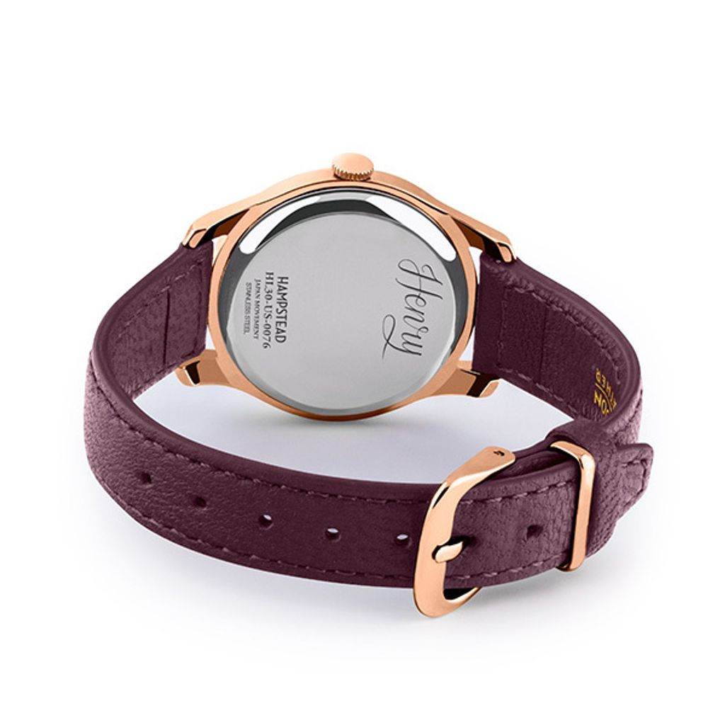 HENRY LONDON | HL30-US-0076 | 典雅莓紫 紫色面真皮革錶 背面
