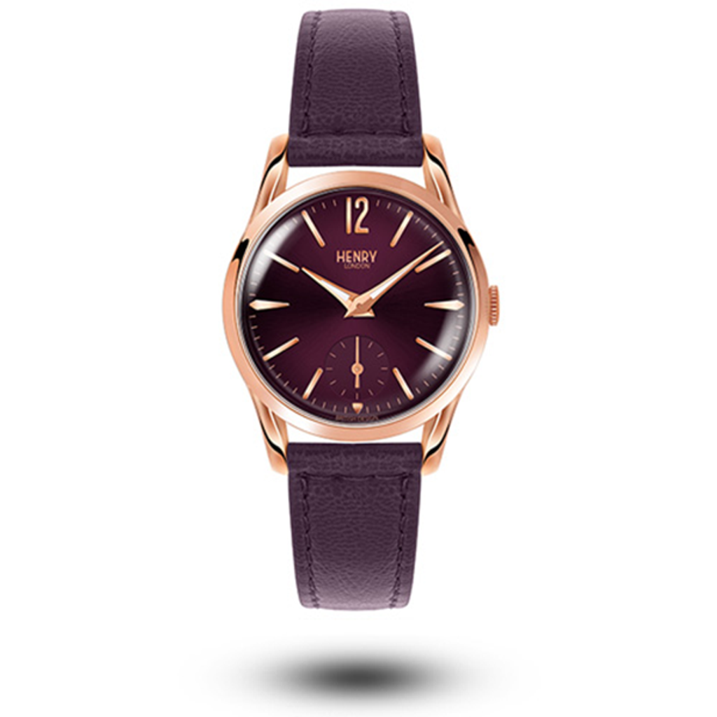 HENRY LONDON | HL30-US-0076 | 典雅莓紫 紫色面真皮革錶 正面