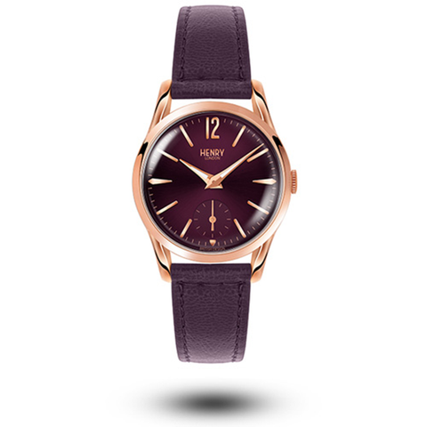 HENRY LONDON | HL30-US-0076 | 典雅莓紫 紫色面真皮革錶 正面