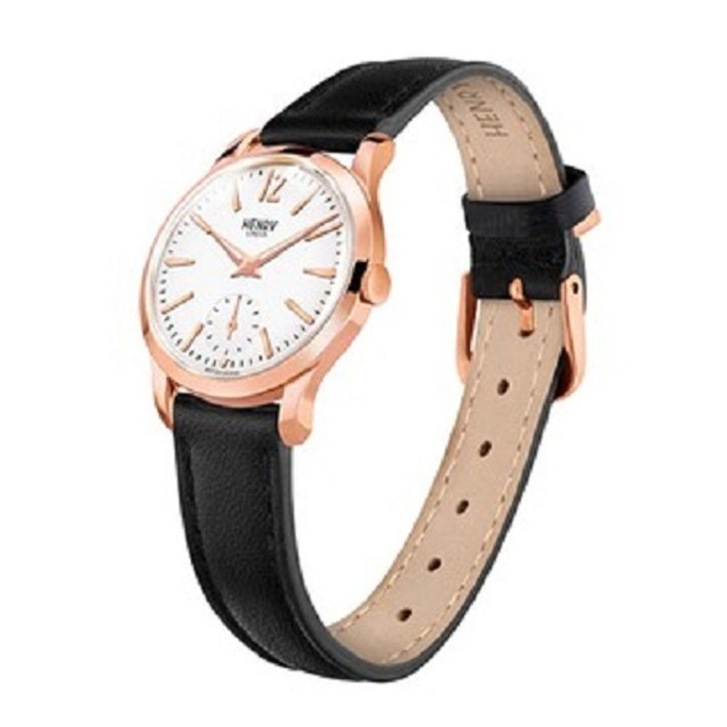 【贈質感包包】HENRY LONDON | HL30-US-0024 | 英國設計師品牌手錶 白玫瑰金 復古造型小秒針女錶 側面