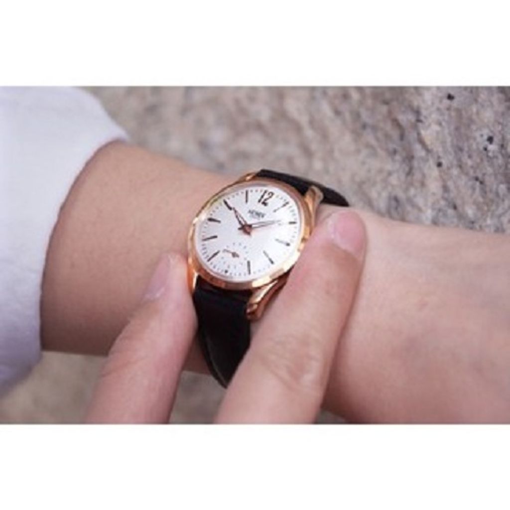 【贈質感包包】HENRY LONDON | HL30-US-0024 | 英國設計師品牌手錶 白玫瑰金 復古造型小秒針女錶 實帶細節