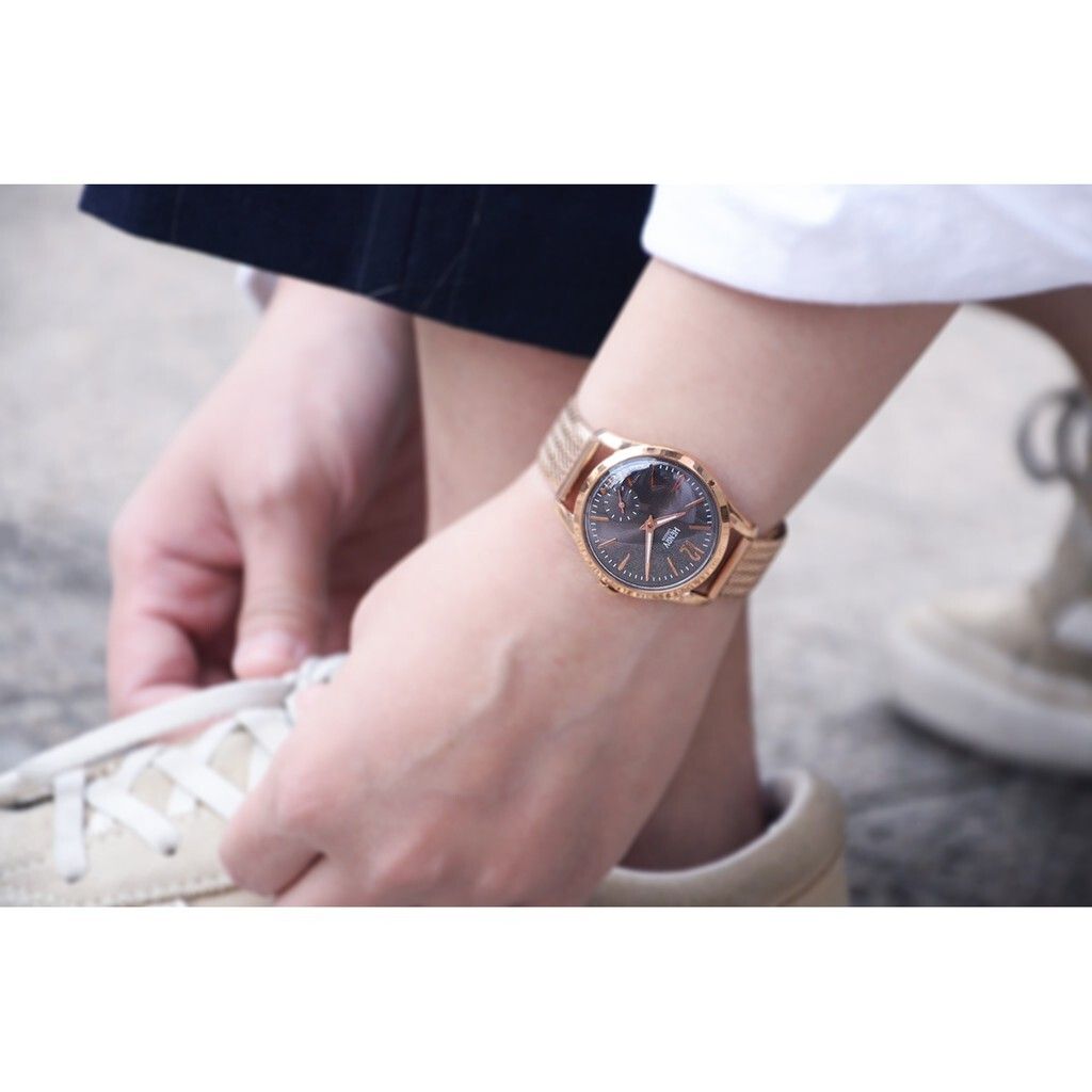 【贈質感包包】HENRY LONDON | HL30-UM-0116 | 英國設計師品牌手錶 鵝卵石灰面玫瑰金 復古造型米蘭帶女錶 實戴細節