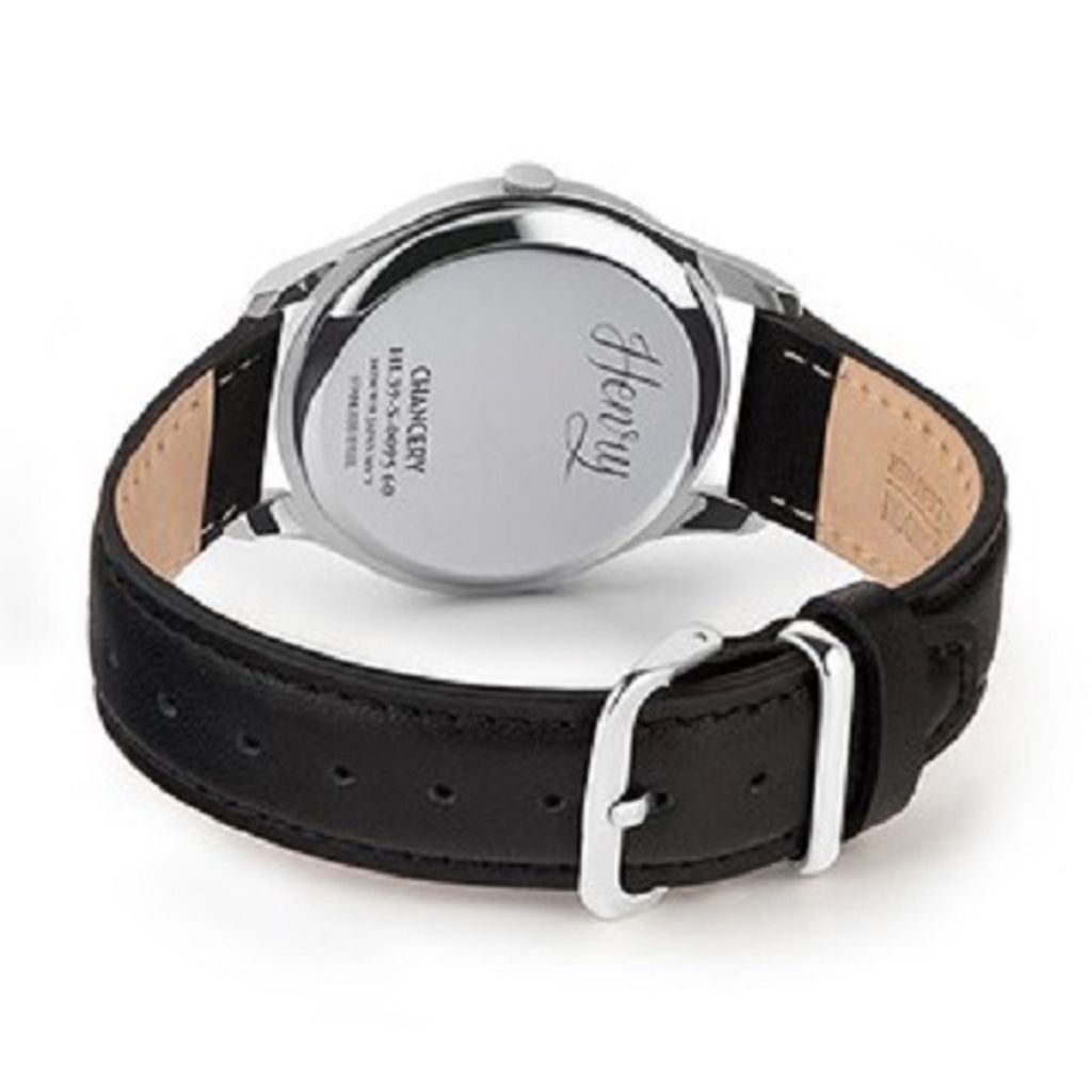 【贈質感包包】HENRY LONDON | HL39-S-0095 | 英國設計師品牌手錶 酒紅色錶面金色刻度 簡約真皮腕錶 背面