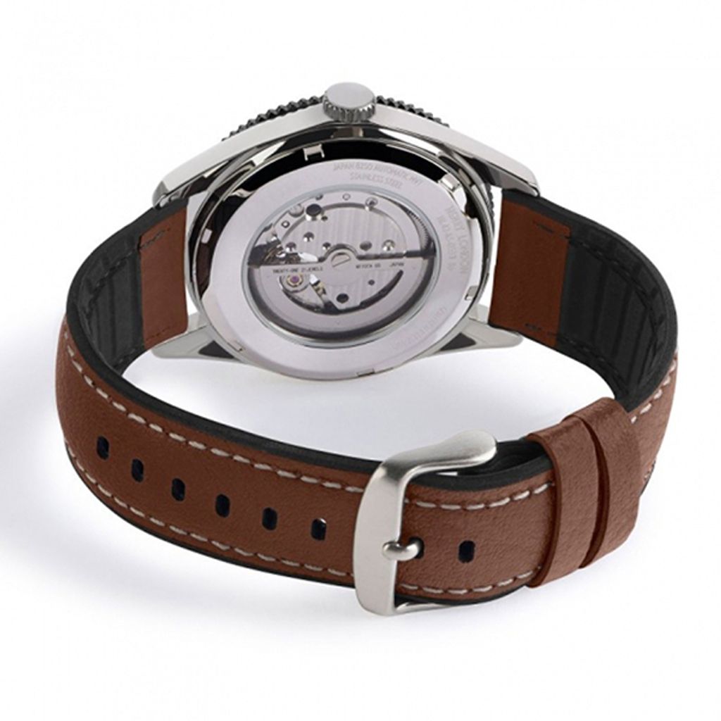 【贈質感包包】HENRY LONDON | HL42-AS-0331 | 黃色指針黑面棕色皮帶腕錶 背面